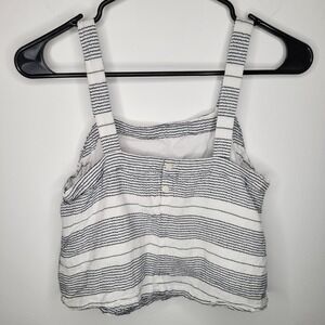 Nordstrom Cropped Tank Top Large White Black Stripe Shirt Basic Summer Layer